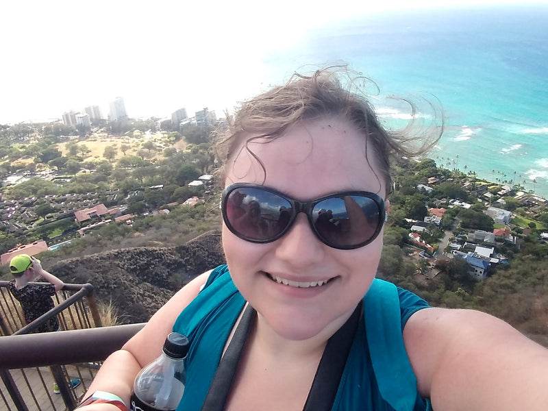 Climbing Diamond Head in Hawaii four months post op from my thyroid removal