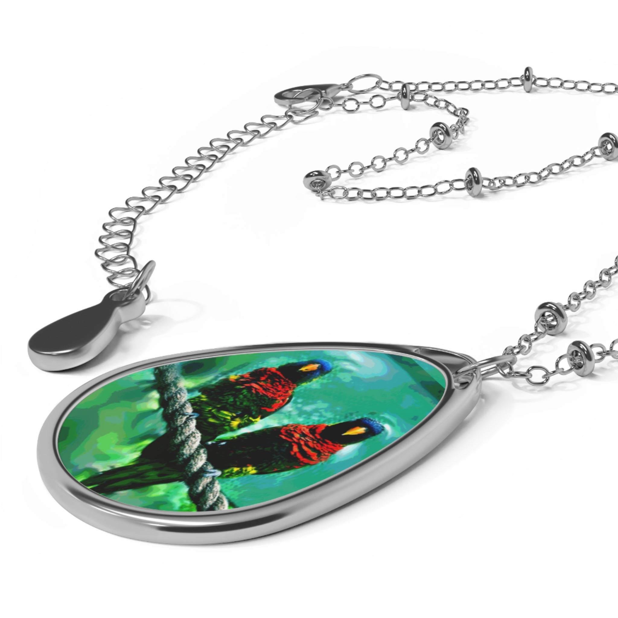 Tropical Parrot Oval Necklace | Bird Photography Pendant