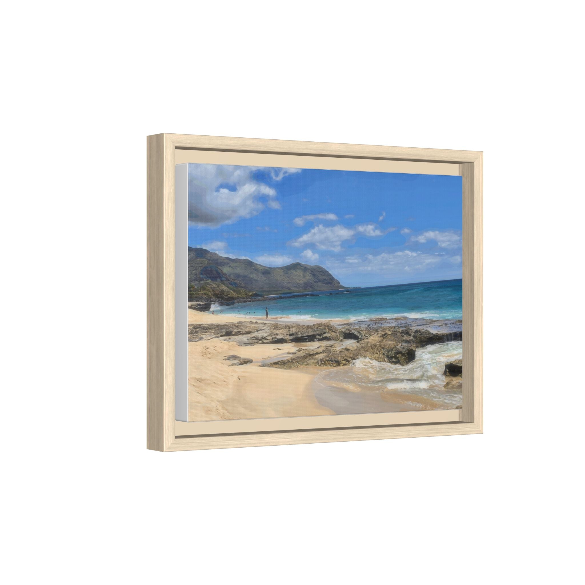 Framed Matte Canvas Wall Art — Coastal Beach Landscape Print
