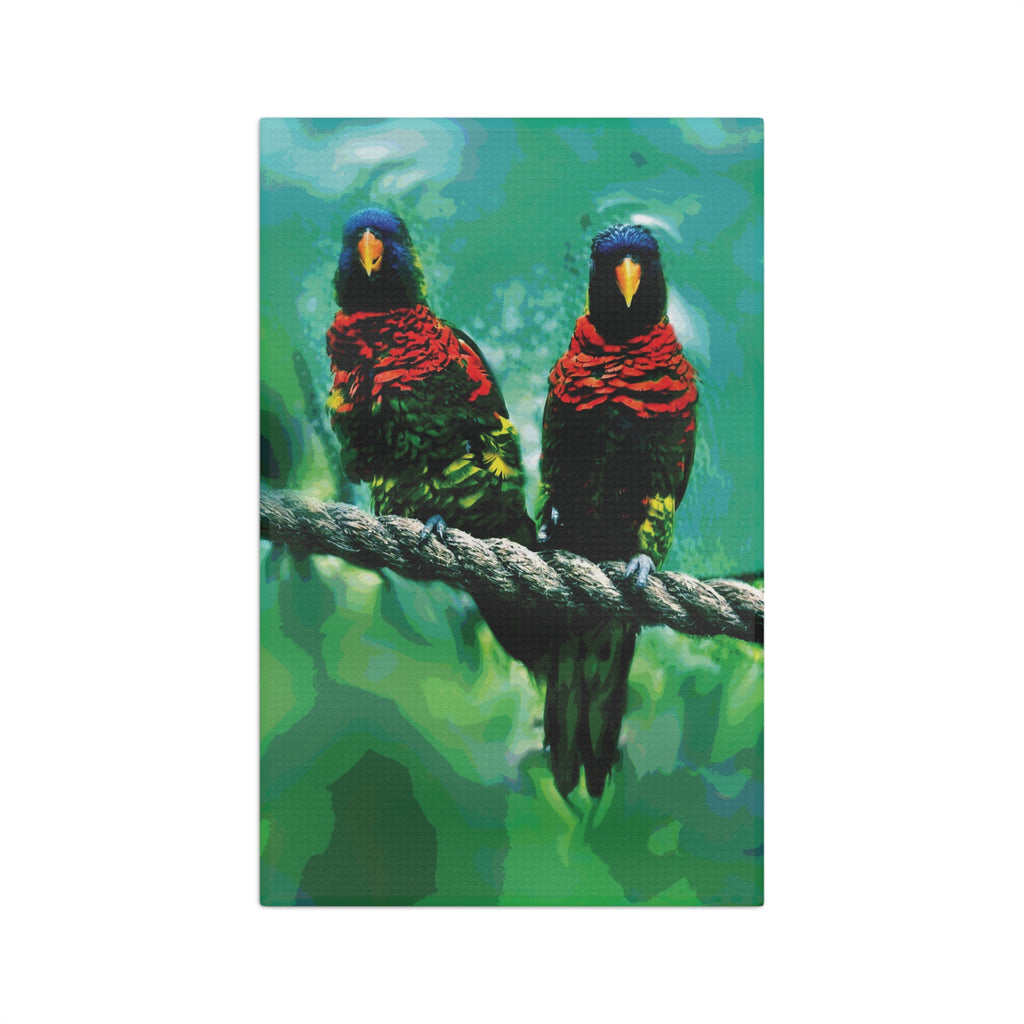 Parrot Pair Microfiber Tea Towel — Colorful Tropical Bird Kitchen Towel
