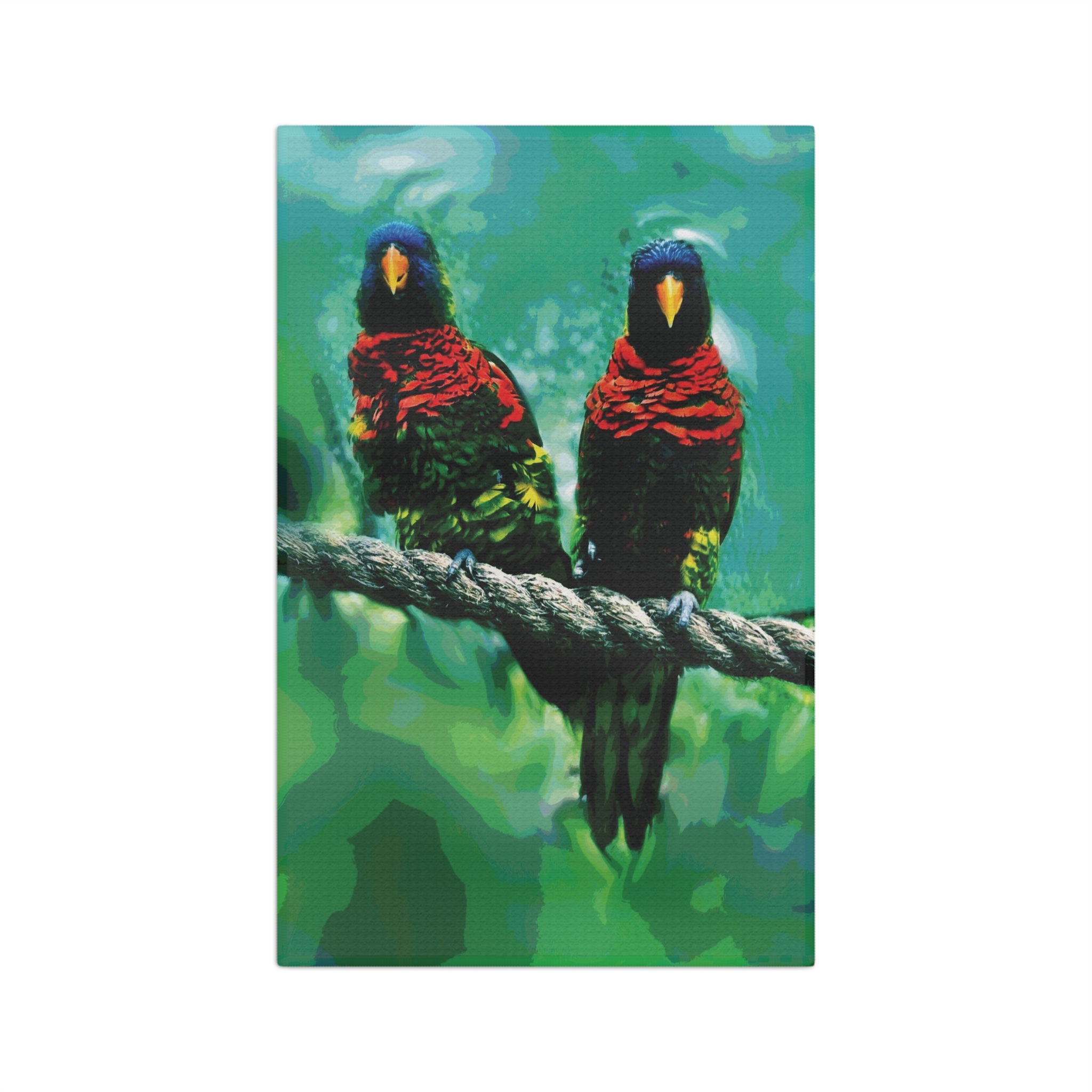 Parrot Pair Microfiber Tea Towel — Colorful Tropical Bird Kitchen Towel