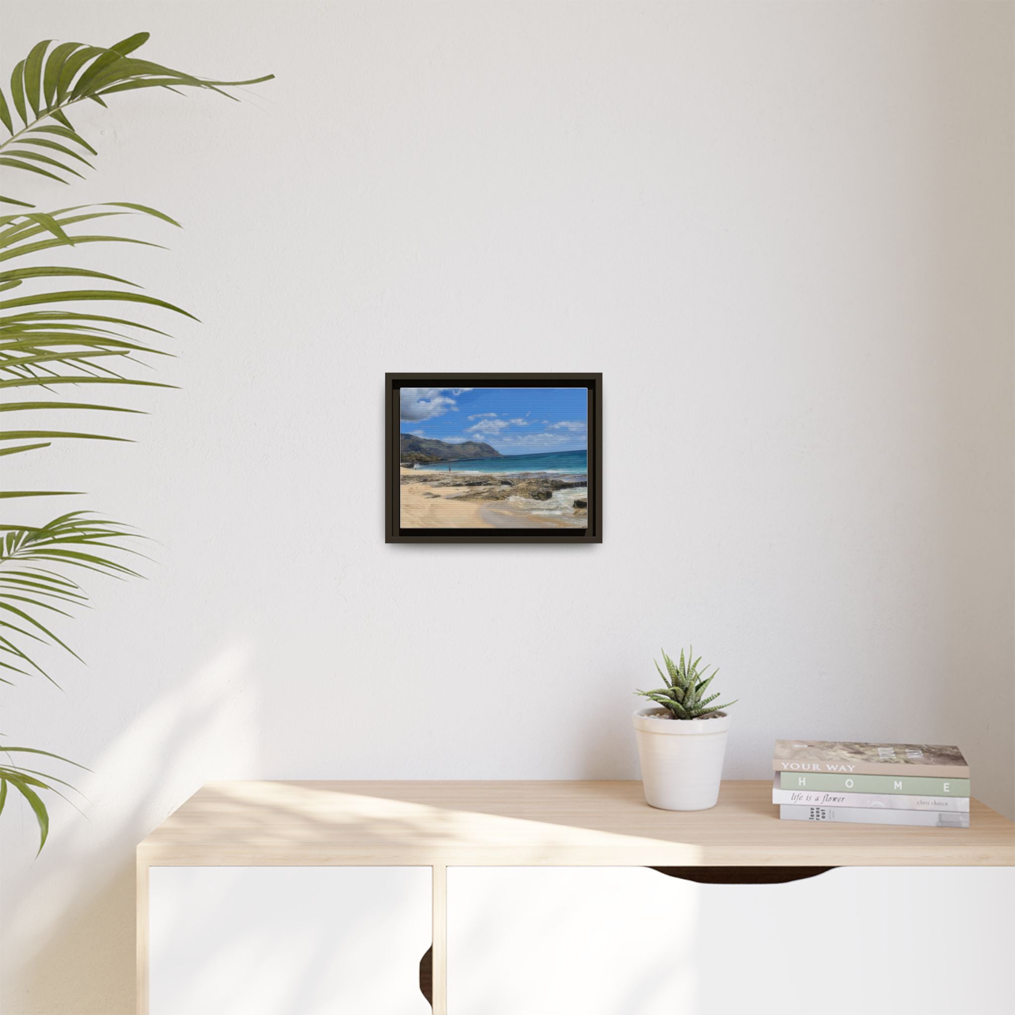 Framed Matte Canvas Wall Art — Coastal Beach Landscape Print