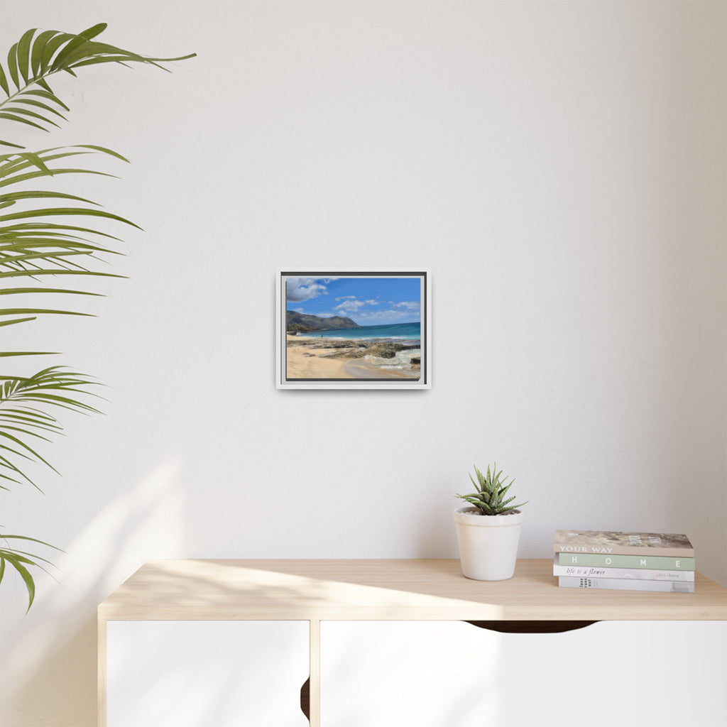Framed Matte Canvas Wall Art — Coastal Beach Landscape Print
