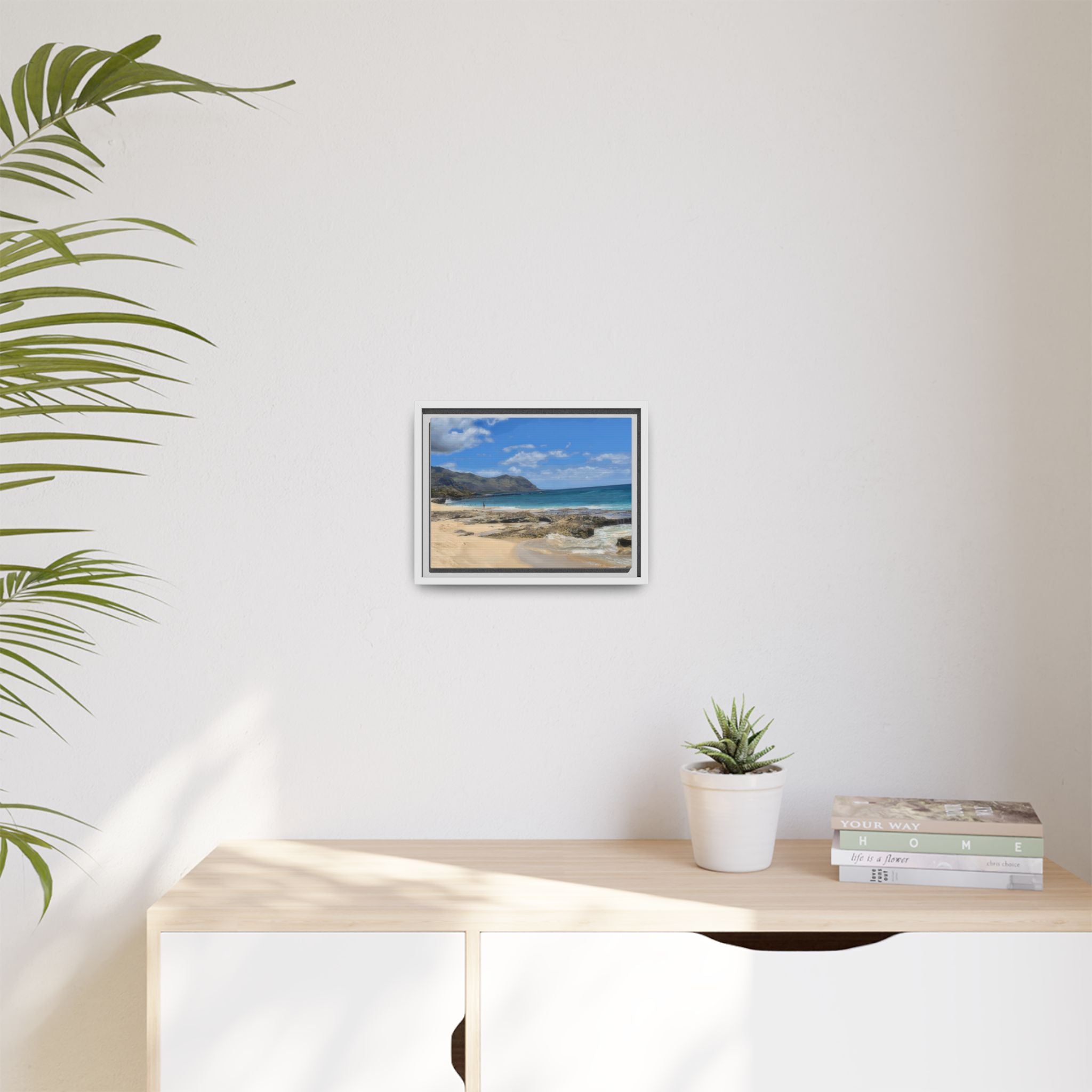 Framed Matte Canvas Wall Art — Coastal Beach Landscape Print