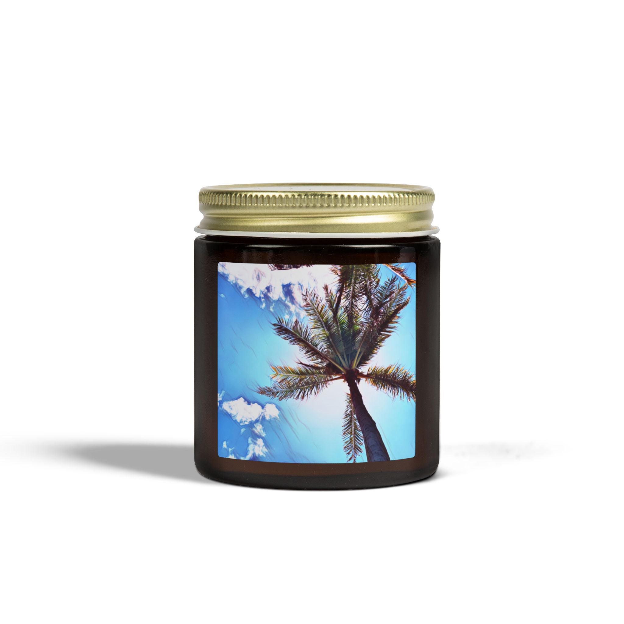 Tropical Palm Tree Coconut Apricot Candle | Soy Wax Jar 4oz 9oz