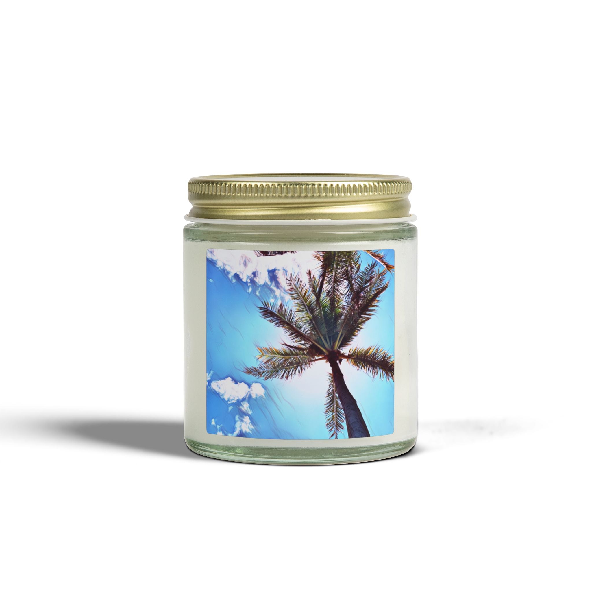 Tropical Palm Tree Coconut Apricot Candle | Soy Wax Jar 4oz 9oz