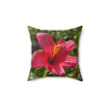 Hibiscus Floral Square Pillow - Tropical Pink Flower Decorative Throw Pillow