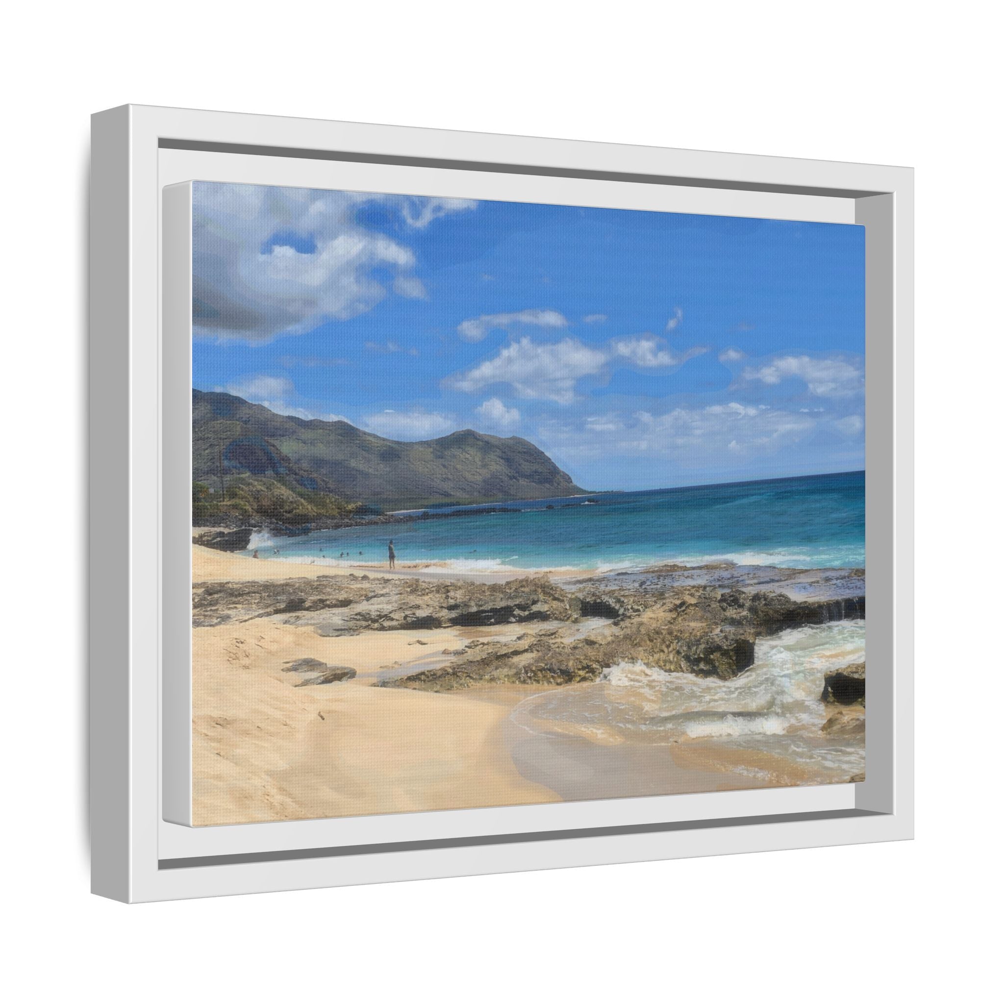 Framed Matte Canvas Wall Art — Coastal Beach Landscape Print