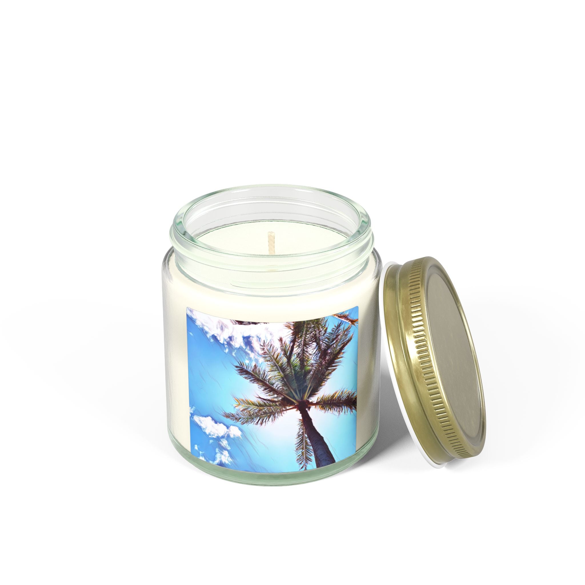 Tropical Palm Tree Coconut Apricot Candle | Soy Wax Jar 4oz 9oz