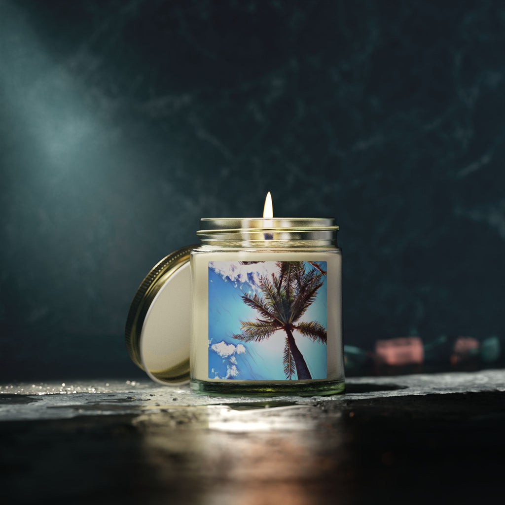 Tropical Palm Tree Coconut Apricot Candle | Soy Wax Jar 4oz 9oz