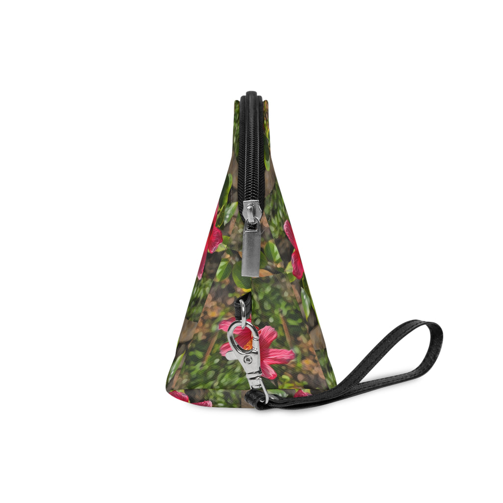 Floral Hibiscus Makeup Bag — Tropical Pink Flower Cosmetic Pouch