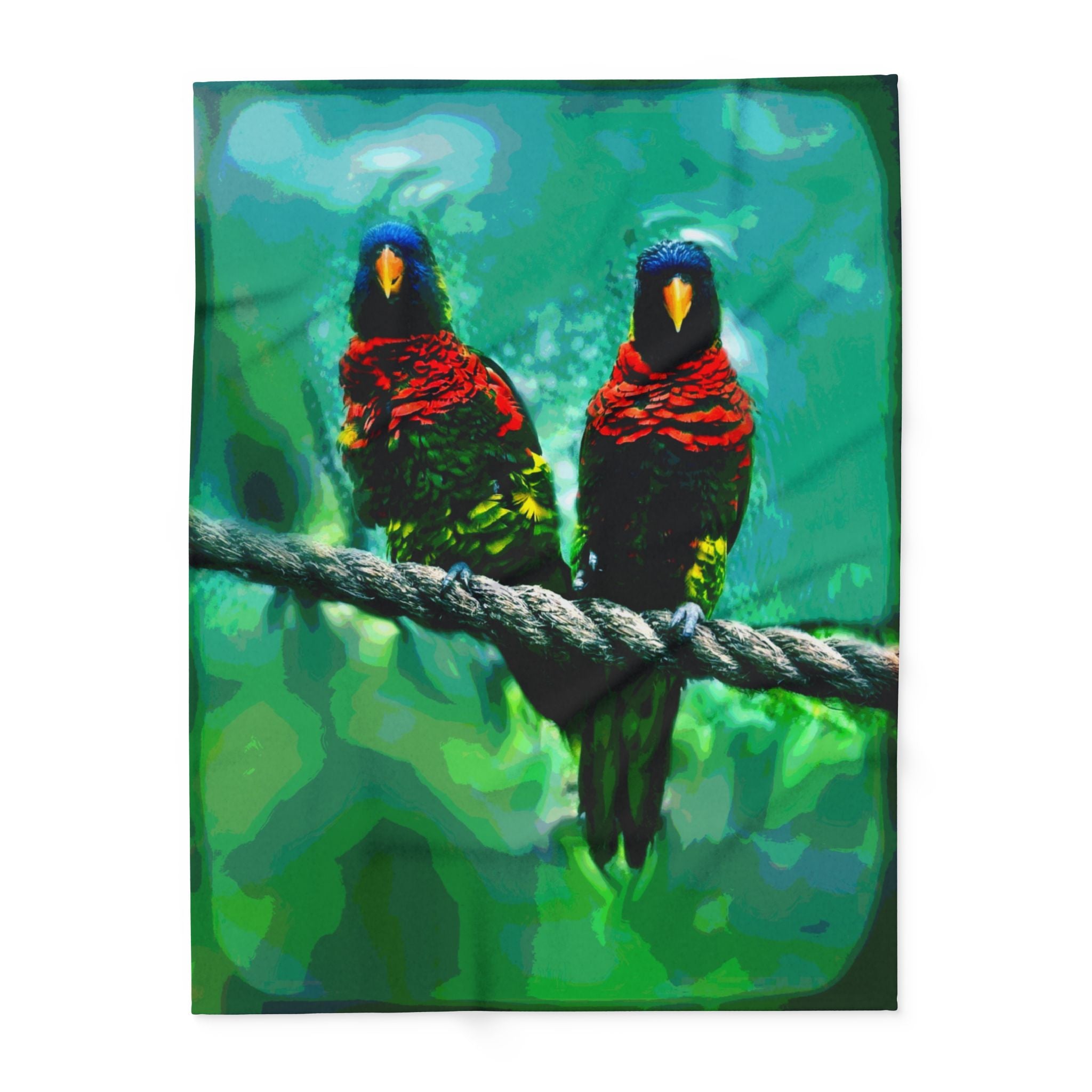 Lorikeet Art Fleece Blanket — Colorful Rainbow Lorikeet Throw for Bird Lovers