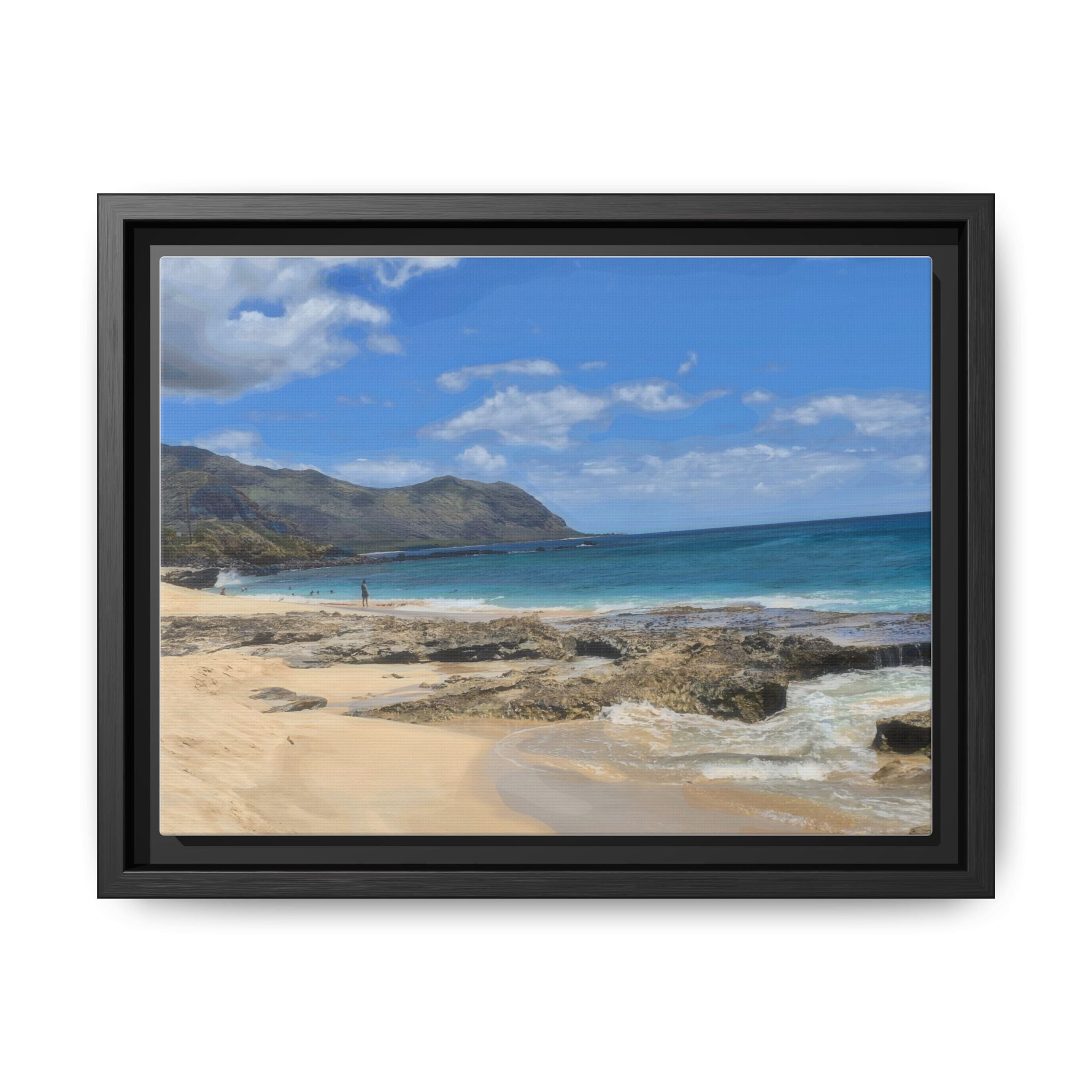 Framed Matte Canvas Wall Art — Coastal Beach Landscape Print