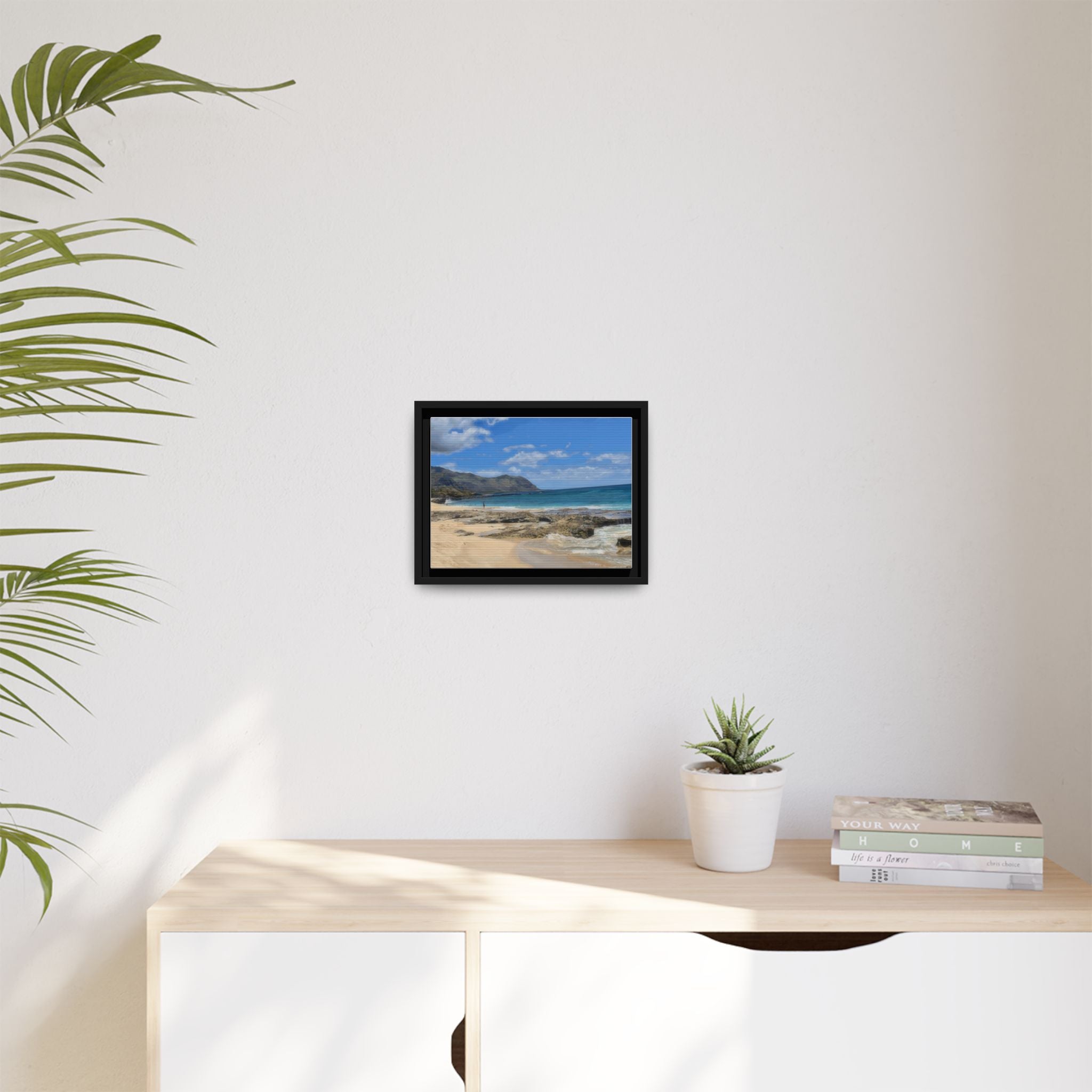 Framed Matte Canvas Wall Art — Coastal Beach Landscape Print