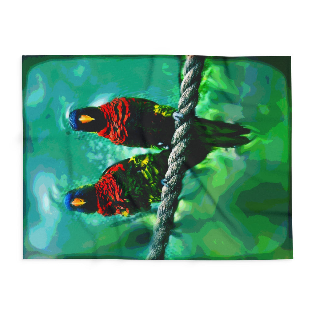 Lorikeet Art Fleece Blanket — Colorful Rainbow Lorikeet Throw for Bird Lovers