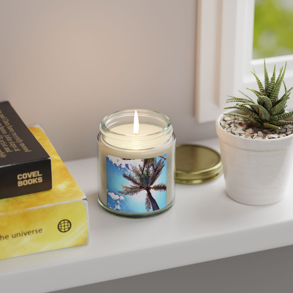 Tropical Palm Tree Coconut Apricot Candle | Soy Wax Jar 4oz 9oz