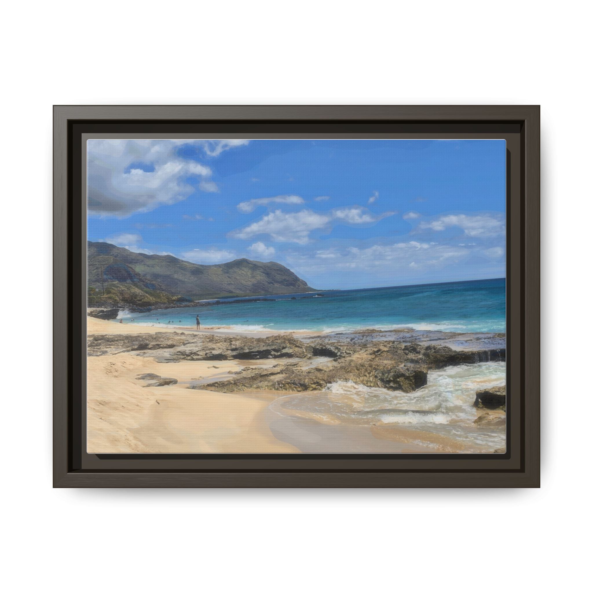 Framed Matte Canvas Wall Art — Coastal Beach Landscape Print
