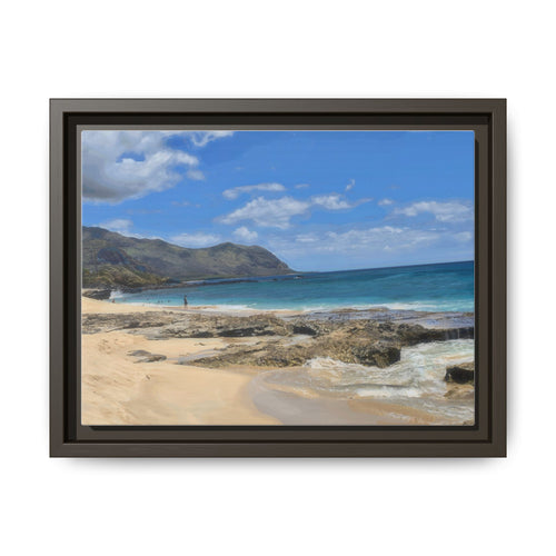 Framed Matte Canvas Wall Art — Coastal Beach Landscape Print