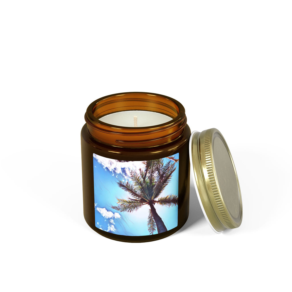 Tropical Palm Tree Coconut Apricot Candle | Soy Wax Jar 4oz 9oz