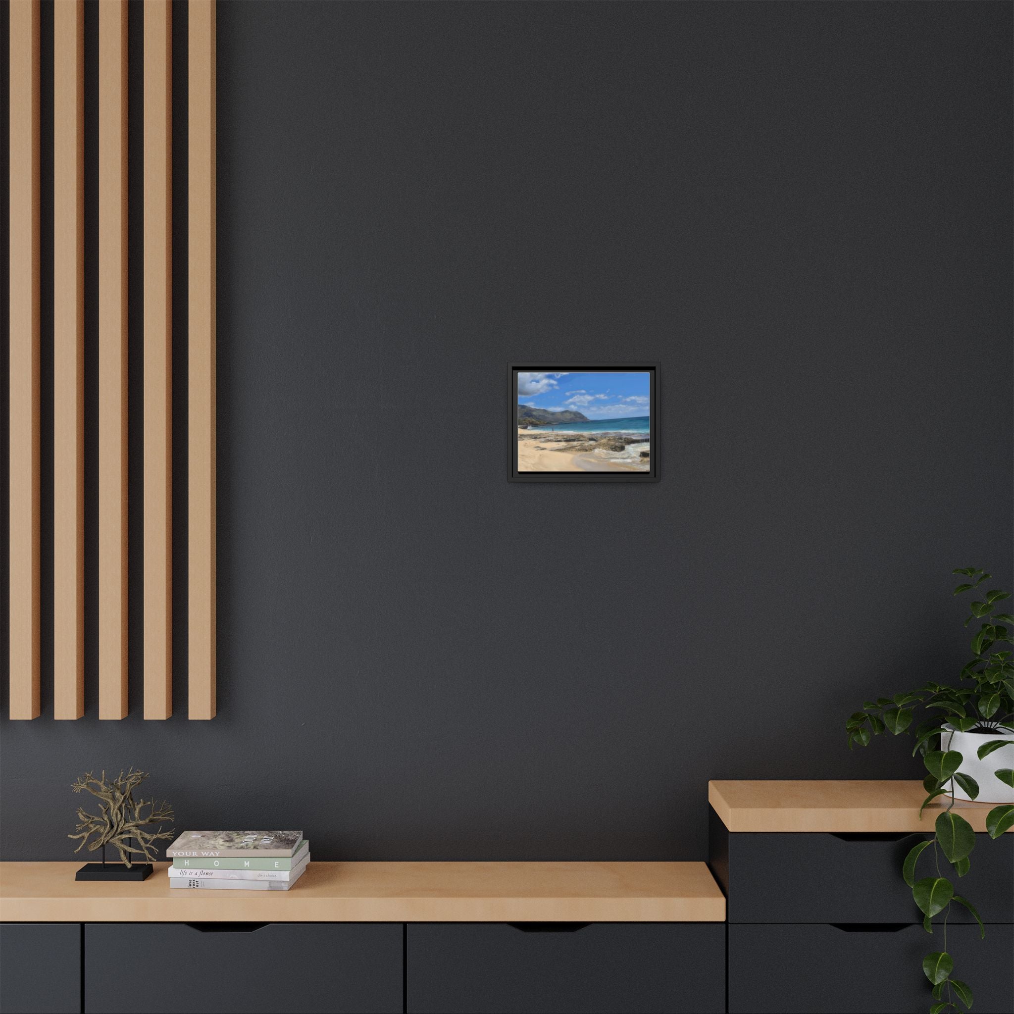 Framed Matte Canvas Wall Art — Coastal Beach Landscape Print