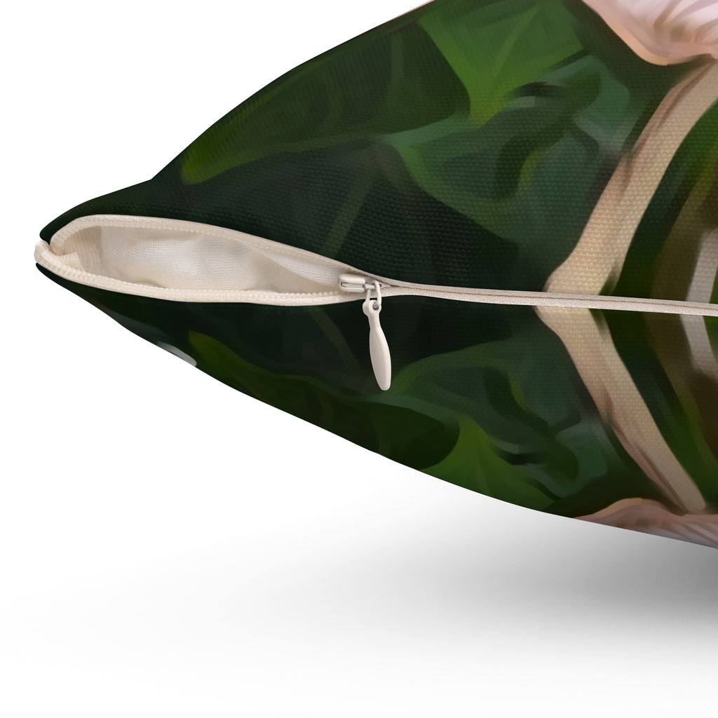 Pink Hibiscus Floral Throw Pillow — Tropical Decorative Accent