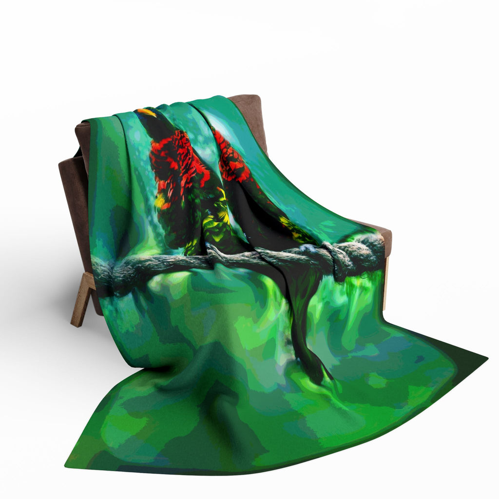 Lorikeet Art Fleece Blanket — Colorful Rainbow Lorikeet Throw for Bird Lovers