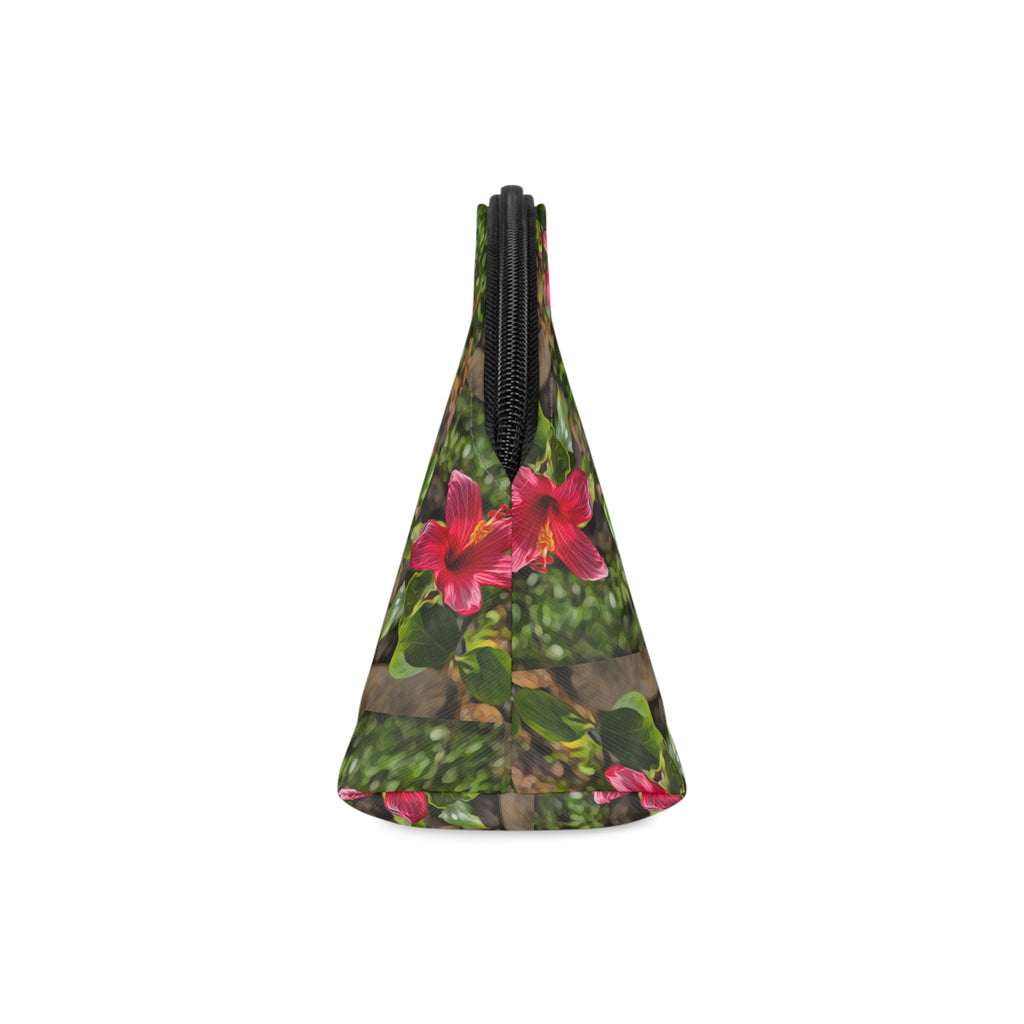 Floral Hibiscus Makeup Bag — Tropical Pink Flower Cosmetic Pouch