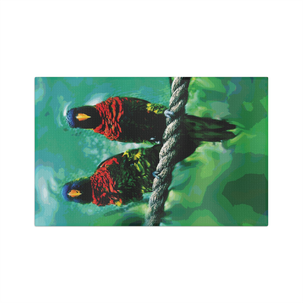 Parrot Pair Microfiber Tea Towel — Colorful Tropical Bird Kitchen Towel