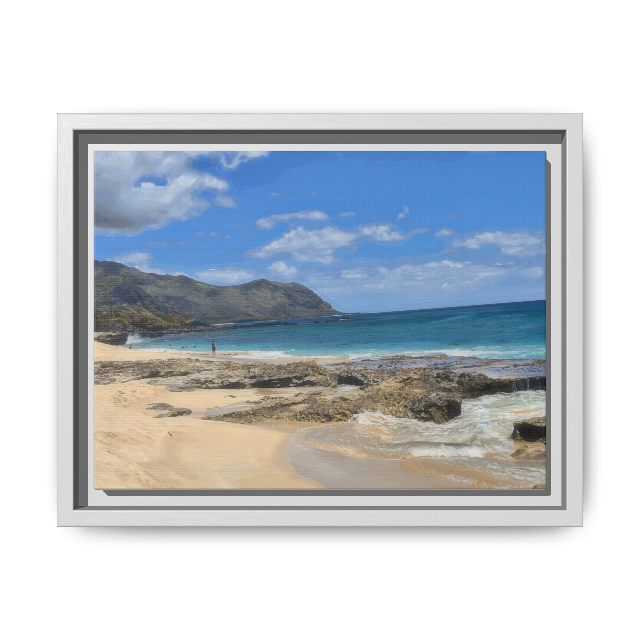 Framed Matte Canvas Wall Art — Coastal Beach Landscape Print