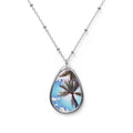 Palm Tree Teardrop Necklace | Oval Necklace Pendant, Tropical Beach Photo